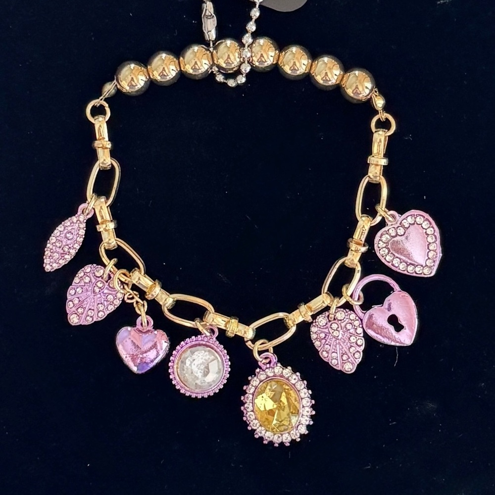 Elegant Rhinestone & Purple Dangle Bracelet